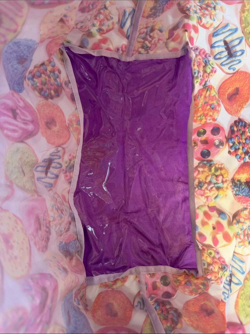 iScream Kids Donut Print Water Resistant Tote Bag with Purple Strap